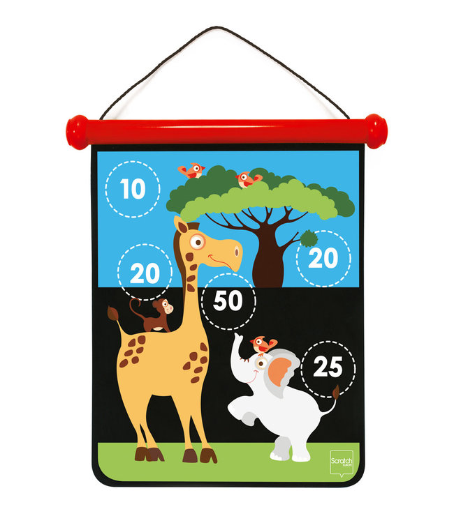 Scratch Scratch  - Active Play: MAGNETISCHE DARTS medium / Safari 40x31cm, 2-zijdig bedrukt, in tube, 5+