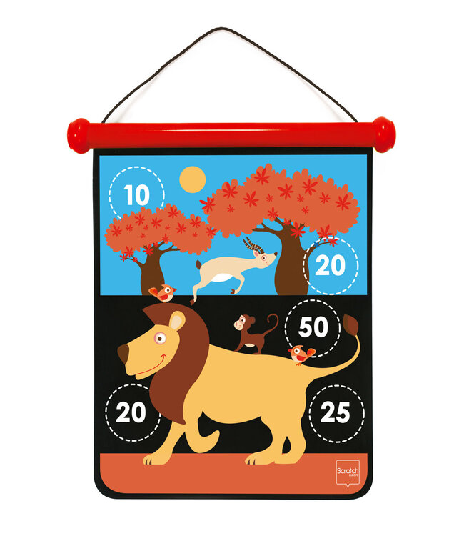 Scratch Scratch  - Active Play: MAGNETISCHE DARTS medium / Safari 40x31cm, 2-zijdig bedrukt, in tube, 5+
