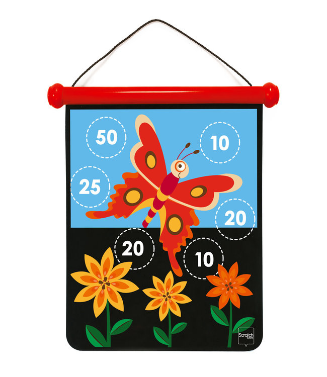 Scratch Scratch  - Active Play: MAGNETISCHE DARTS medium / Tuin 40x31cm, 2-zijdig bedrukt, in tube, 5+