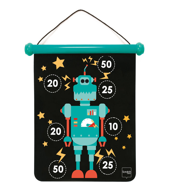 Scratch Scratch - Active Play: MAGNETISCHE DARTS medium / Robot 40x31cm, 2-zijdig bedrukt, in tube, 5+