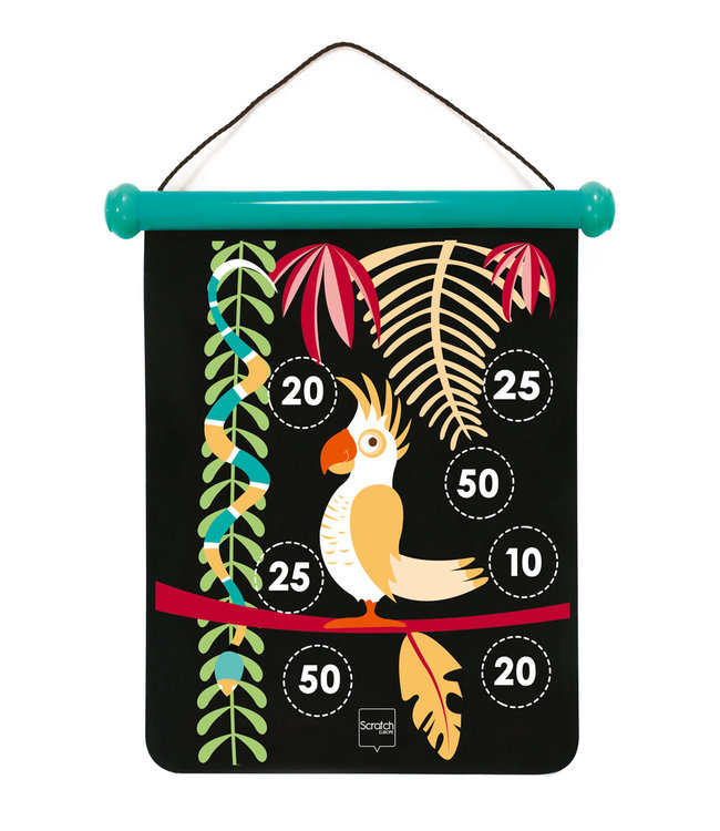 Scratch Scratch - Active Play: MAGNETISCHE DARTS medium / Tropical Jungle 40x31cm, 2-zijdig bedrukt, in tube, 5+