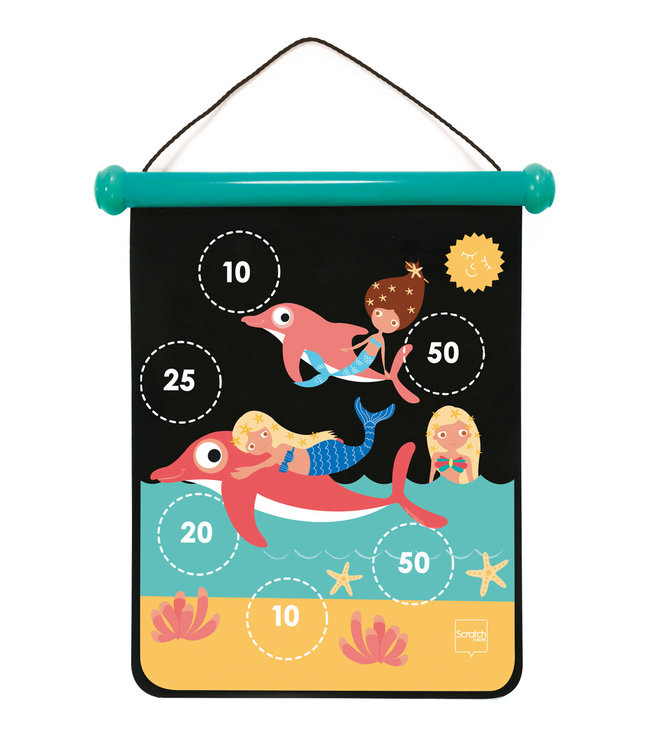 Scratch Scratch - Active Play: MAGNETISCHE DARTS medium / Zeemeermin 40x31cm, 2-zijdig bedrukt, in tube, 5+