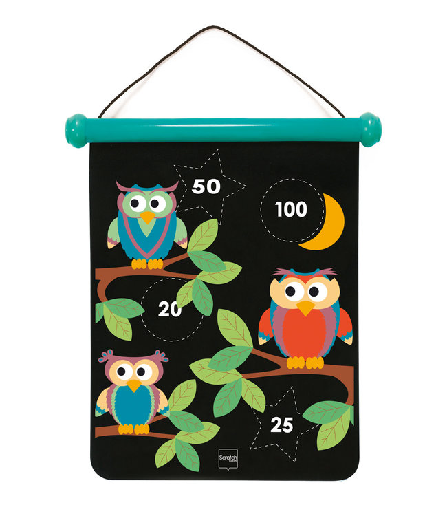 Scratch Scratch - Active Play: MAGNETISCHE DARTS medium / Uil 40x31cm, 2-zijdig bedrukt, in tube, 5+