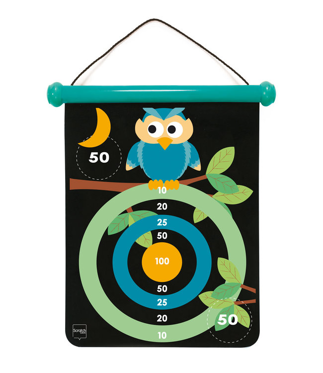 Scratch Scratch - Active Play: MAGNETISCHE DARTS medium / Uil 40x31cm, 2-zijdig bedrukt, in tube, 5+