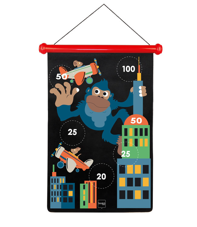 Scratch Scratch  - Active Play: MAGNETISCHE DARTS Monkeytown 36x55cm, 2-zijdig bedrukt, in tube, 5+