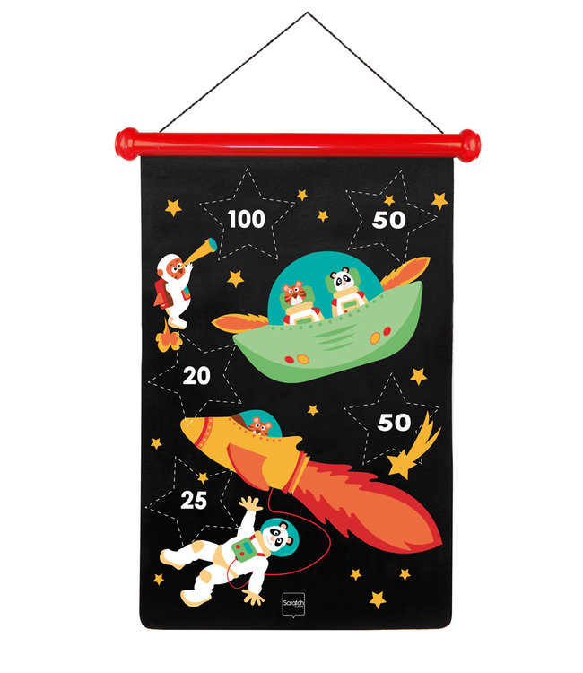 Scratch Scratch  - Active Play: MAGNETISCHE DARTS Astronaut 36x55cm, 2-zijdig bedrukt, in tube, 5+