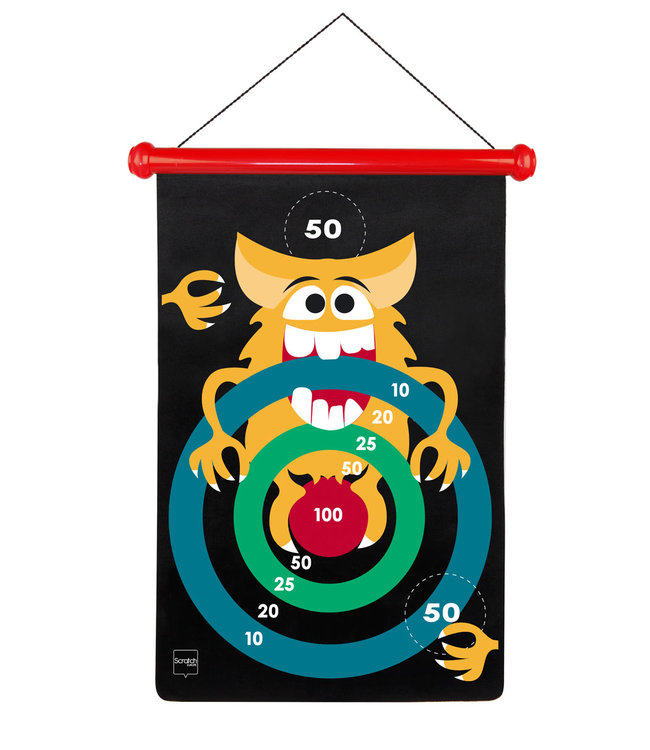 Scratch Scratch  - Active Play: MAGNETISCHE DARTS Crazy Monsters 36x55cm, 2-zijdig bedrukt, in tube, 5+