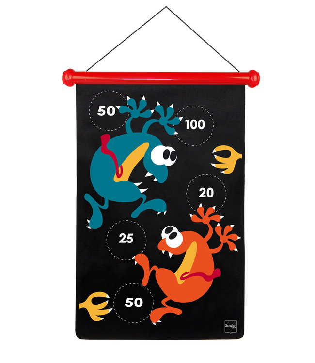Scratch Scratch  - Active Play: MAGNETISCHE DARTS Crazy Monsters 36x55cm, 2-zijdig bedrukt, in tube, 5+