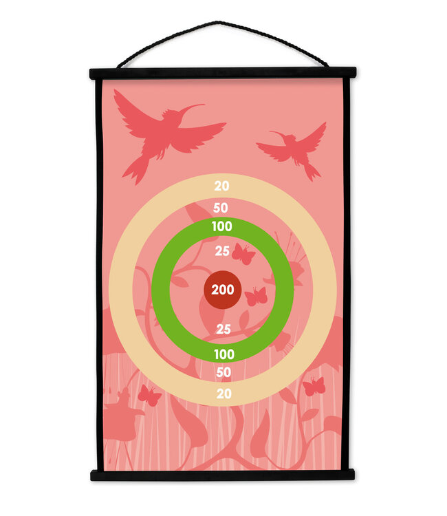 Scratch Scratch - Active Play: START TO DART Kolibries 38x60cm, 2-zijdig bedrukt, met 6 darts met zuignappen, in doos, 3+