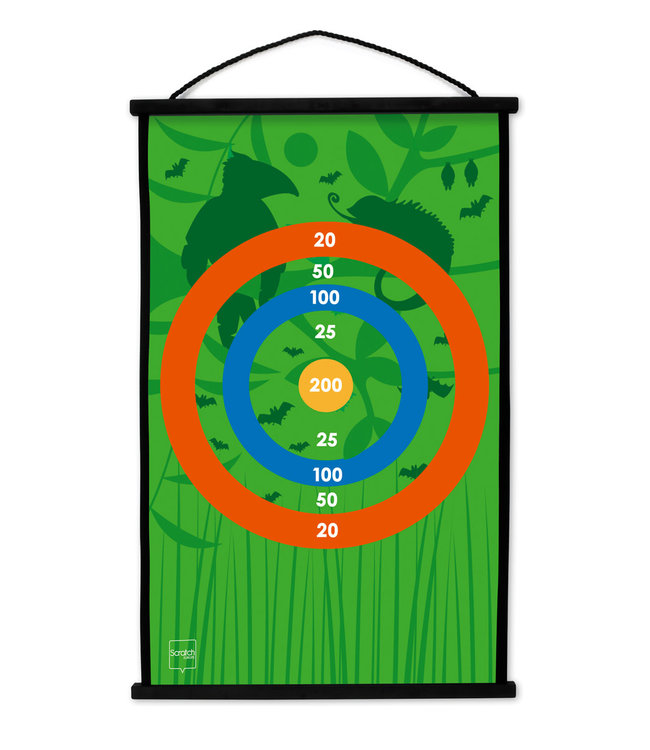 Scratch Scratch - Active Play: START TO DART Toekan Jungle 38x60cm, 2-zijdig bedrukt, met 6 darts met zuignappen, in doos, 3+