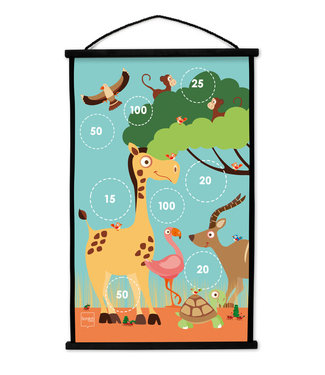 Scratch Scratch - Active Play: START TO DART Safari 38x60cm, 2-zijdig bedrukt, met 6 darts met zuignappen, in doos, 5+