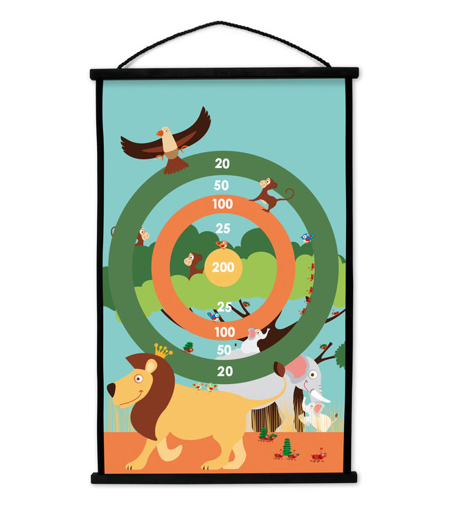 Scratch Scratch - Active Play: START TO DART Safari 38x60cm, 2-zijdig bedrukt, met 6 darts met zuignappen, in doos, 5+