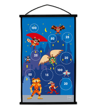 Scratch Scratch - Active Play: START TO DART Superhelden 38x60cm, 2-zijdig bedrukt, met 6 darts met zuignappen, in doos, 5+