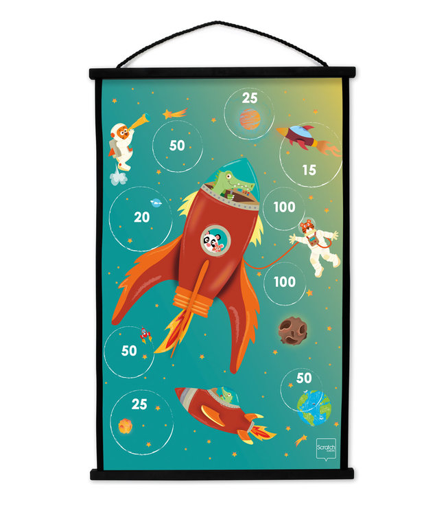 Scratch Scratch - Active Play: START TO DART Ruimte 38x60cm, 2-zijdig bedrukt, met 6 darts met zuignappen, in doos, 5+