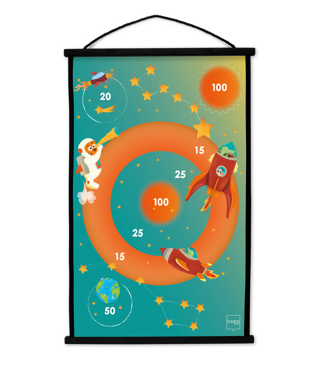 Scratch Scratch - Active Play: START TO DART Ruimte 38x60cm, 2-zijdig bedrukt, met 6 darts met zuignappen, in doos, 5+
