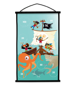 Scratch Scratch - Active Play: START TO DART Piraat 38x60cm, 2-zijdig bedrukt, met 6 darts met zuignappen, in doos, 5+