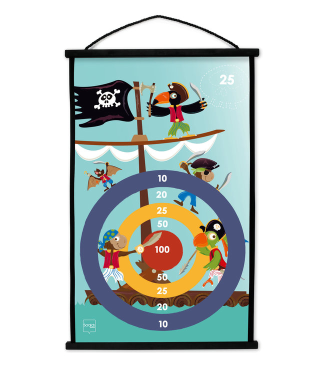Scratch Scratch - Active Play: START TO DART Piraat 38x60cm, 2-zijdig bedrukt, met 6 darts met zuignappen, in doos, 5+