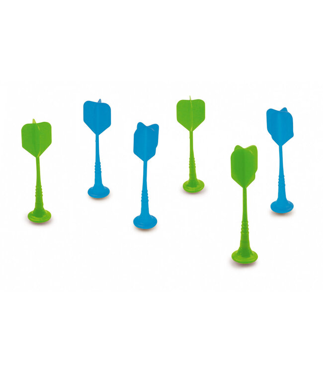 Scratch Scratch - Active Play: MAGNETISCHE DARTS - SET Blauw/Geel diam.2.5x9cm, set van 6 stuks, in zakje, 5+