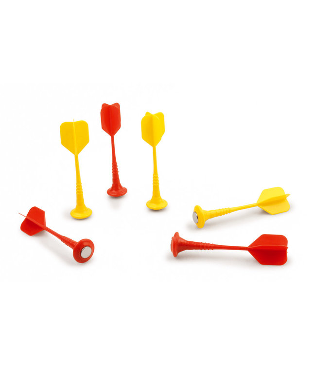 Scratch Scratch - Active Play: MAGNETISCHE DARTS - SET Rood/Groen diam.2.5x9cm, set van 6 stuks, in zakje, 5+