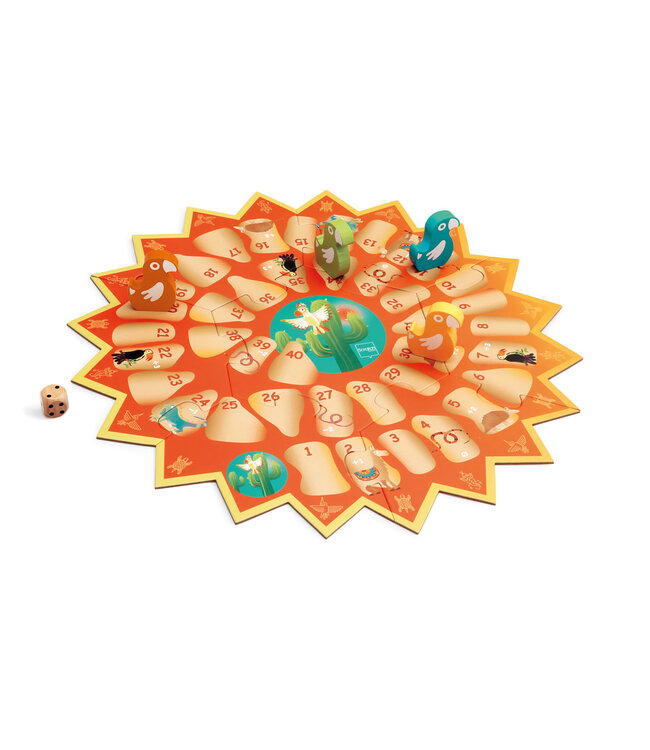 Scratch Scratch - Spel: INCA TRAIL / GANZENBORD 35x35cm, met 4 houten pionnen en 1 houten dobbelsteen, in vormendoos 28.6x24.3x6.5cm, 4+