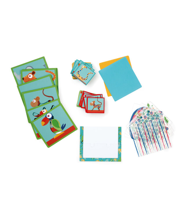 Scratch Scratch - Solo Game: PYJAMA PARTY 13,25x11cm, een solo-visueelspel met 40 opdrachten en 4 niveaus, in vormendoos 20,5x17x3,5cm, 4+