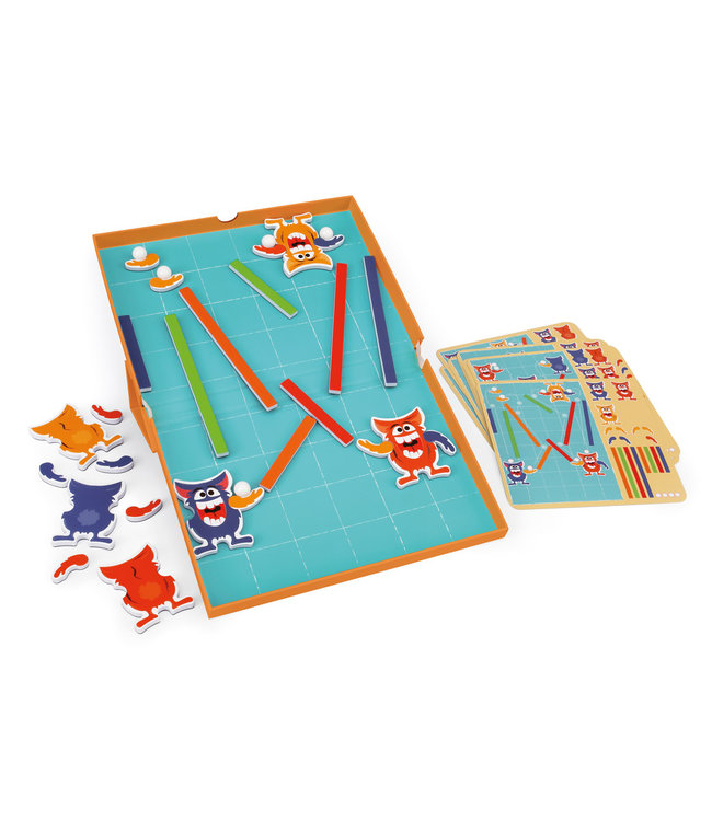 Scratch Scratch - EduLogic Box: MONSTER TRACKS 25.5x23x2cm (gesloten), 25.5x38x2cm (open), magnetisch, met 20 uitdagingen en 2 niveaus, 5 knikkers inbegrepen, 5+