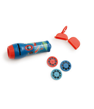 Scratch Scratch - Classics: PROJECTOR & ZAKLAMP / RUIMTE diam.4x12cm, met 3 verwisselbare schijfjes, 8 foto's per schijfje, in kleine opbergdoos, werkt met 2 AA batterijen (niet inbegrepen), in doos, 3+