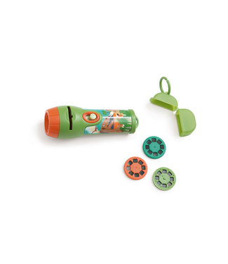 Scratch Scratch - Classics: PROJECTOR & ZAKLAMP / DINO diam.4x12cm, met 3 verwisselbare schijfjes, 8 foto's per schijfje, in kleine opbergdoos, werkt met 2 AA batterijen (niet inbegrepen), in doos, 3+