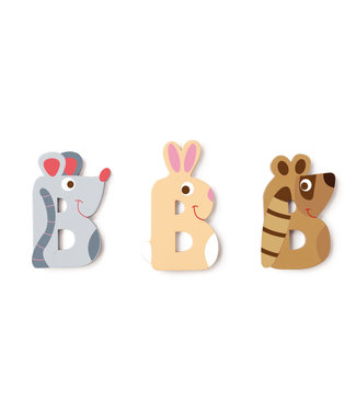 Scratch Scratch - Houten Letter: LETTER 'B', 3 modellen gemengd, 3 zelfklevende stickers inbegrepen, op kaart