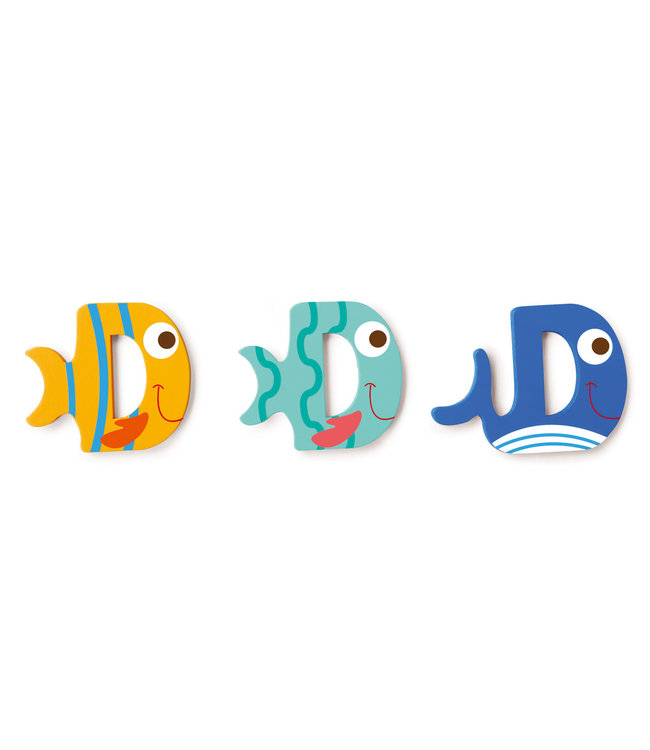 Scratch Scratch - Houten Letter: LETTER 'D', 3 modellen gemengd, 3 zelfklevende stickers inbegrepen, op kaart