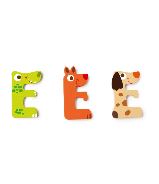 Scratch Scratch - Houten Letter: LETTER 'E', 3 modellen gemengd, 3 zelfklevende stickers inbegrepen, op kaart