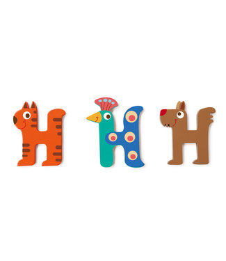 Scratch Scratch - Houten Letter: LETTER 'H', 3 modellen gemengd, 3 zelfklevende stickers inbegrepen, op kaart