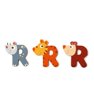 Scratch Scratch - Houten Letter: LETTER 'R', 3 modellen gemengd, 3 zelfklevende stickers inbegrepen, op kaart