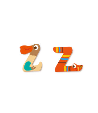 Scratch Scratch - Houten Letter: LETTER 'Z', 2 modellen gemengd, 3 zelfklevende stickers inbegrepen, op kaart