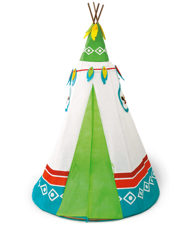 Scratch Scratch - Active Play: INDIANENTENT Medium diam.110xH140cm, non-woven, met 2 ramen en gordijnen, in doos, 3+