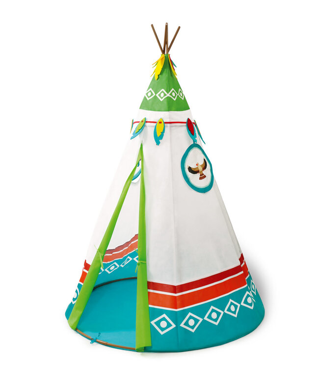 Scratch Scratch - Active Play: INDIANENTENT Medium diam.110xH140cm, non-woven, met 2 ramen en gordijnen, in doos, 3+