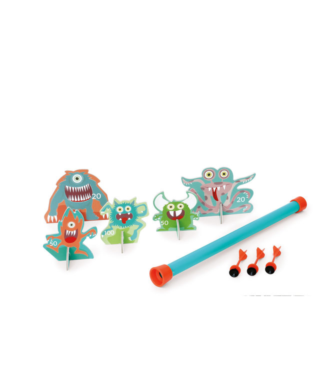 Scratch Scratch - Active Play: BLAASPIJP Monsters diam.3,5x42cm, met 5 monsters en 3 pijltjes diam.2x8,2cm, in doos 13x4,5x43cm, 5+