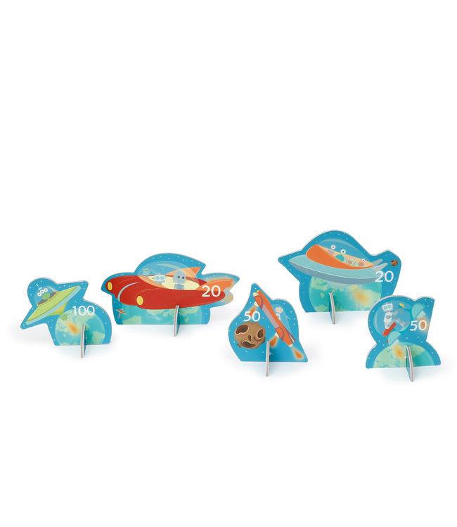 Scratch Scratch - Active Play: BLAASPIJP Ruimte diam.3,5x42cm, met 5 robotten en 3 pijltjes diam.2x8,2cm, in doos 13x4,5x43cm, 5+