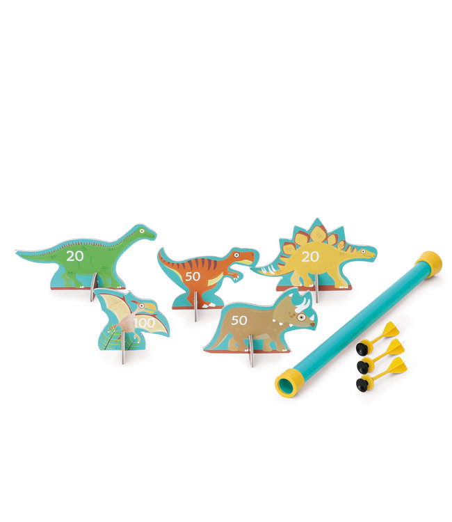 Scratch Scratch - Active Play: BLAASPIJP Dino diam.3,5x42cm, met 5 dinos en 3 pijltjes diam.2x8,2cm, in doos 13x4,5x43cm, 5+