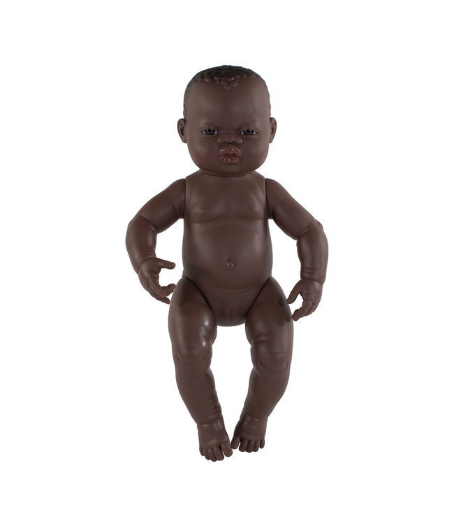 Miniland Miniland - BABYPOP AFRIKAANS MEISJE 40cm, met vanillegeur, waterdicht,  anatomisch correct, in vinyl. Made in Spain, 10m+