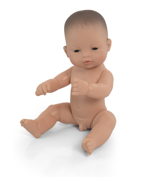 Miniland Miniland - BABYPOP AZIATISCHE JONGEN 32cm, met vanillegeur, waterdicht, anatomisch correct, in vinyl. Made in Spain, 10m+