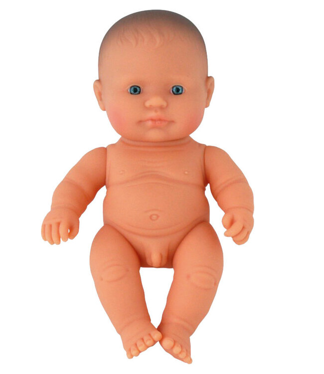 Miniland Miniland - BABYPOP EUROPESE JONGEN 21cm, met vanillegeur, waterdicht, anatomisch correct, in vinyl, in geschenk doos. Made in Spain, 10m+