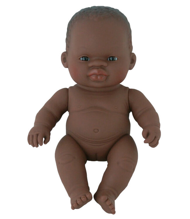 Miniland Miniland - BABYPOP AFRIKAANS MEISJE 21cm, met vanillegeur, waterdicht, anatomisch correct, in vinyl, in geschenkdoos. Made in Spain, 10m+