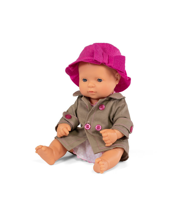 Miniland Miniland - BABYPOP EUROPEES MEISJE met KLEERTJES 32cm, met vanillegeur, waterdicht, anatomisch correct, in vinyl. Made in Spain, 3+