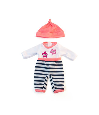 Miniland Miniland - PYJAMA voor pop roos voor meisje 32cm, 2-delig, in plastic zakje met kleerhanger,  3+