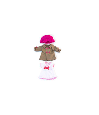 Miniland Miniland - KLEDIJ SET voor pop  roos/wit voor meisje 32cm, 3-delig, plastic zakje met kleerhanger, 3+