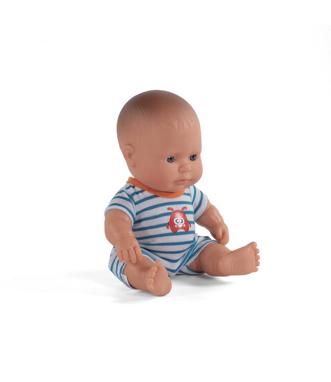 Miniland Miniland - PYJAMA voor pop blauw gestreept 21cm,  in plastic zakje met kleerhanger, 3+