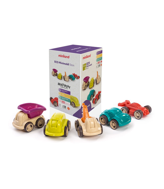Miniland Miniland - MINIMOBIEL 12cm, 4-delig, doos 15x21x15cm, 18m+