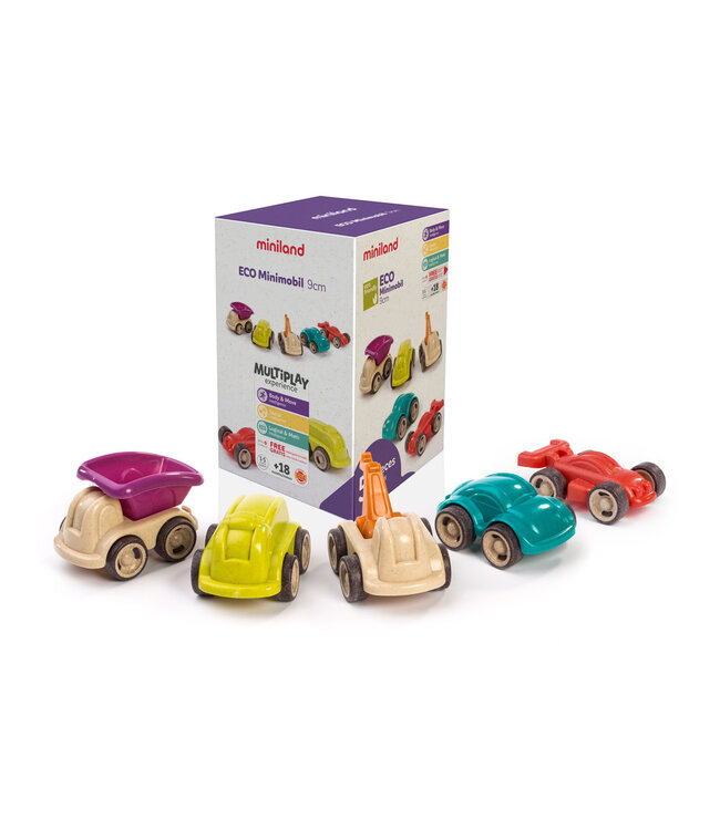 Miniland Miniland - MINIMOBIEL 12cm, 4-delig, doos 15x21x15cm, 18m+