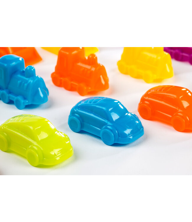 Miniland Miniland - VOERTUIGEN SORTEREN & TELLEN, 36 autootjes en 10 plastic  speelkaarten